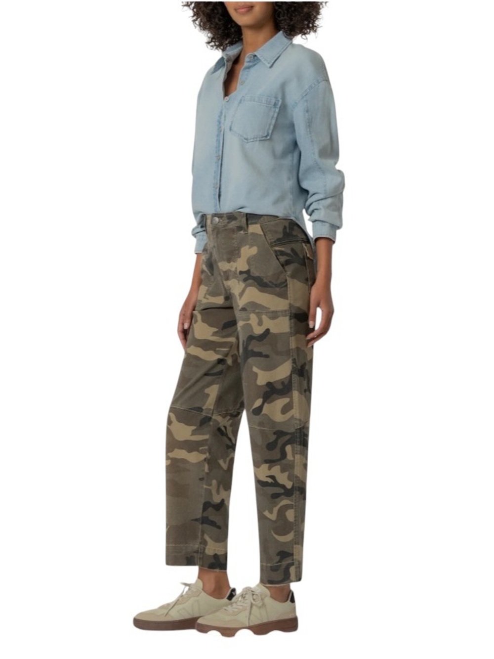 KUT From The Kloth Ashton High Rise Barrel Leg, Olive Camo, Size 14 - Picture 2 of 15
